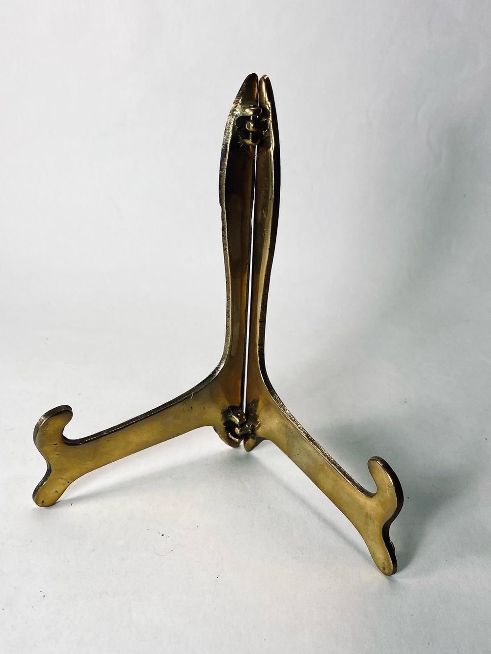 6" Vintage Solid Brass Folding Display Easel for Plate, Art Book